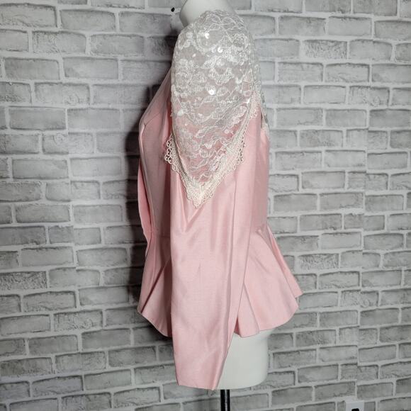 VTG 80s Madonna Pink, Lace & Sequin 2 Piece Skirt/Blazer Set - Picture 8 of 10